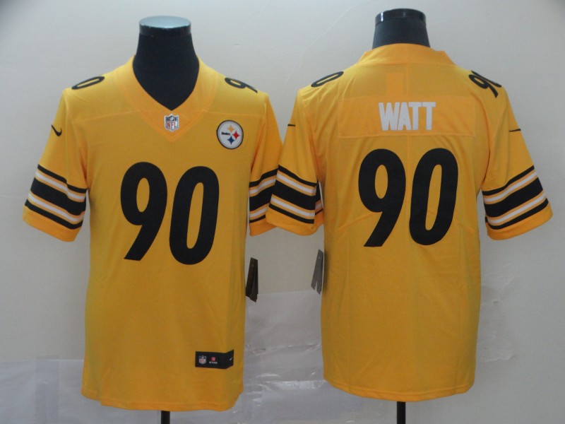 Men's Pittsburgh Steelers T.J. Watt #90 Gold Inverted Team Jersey